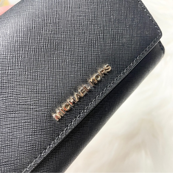 ❌ SOLD ❌ Michael Kors Jet Set Small Saffiano Leather Black Trifold Wallet - Picture 6 of 6